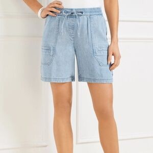 NWT Talbots Flowy Tie Waist Pull On Shorts Angela Wash Medium